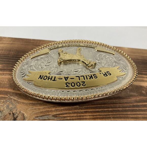 2003 Pinal County Fair SR. Skill-A-Thon Trophy Belt Buckle Montana Silversmiths - Picture 4 of 8